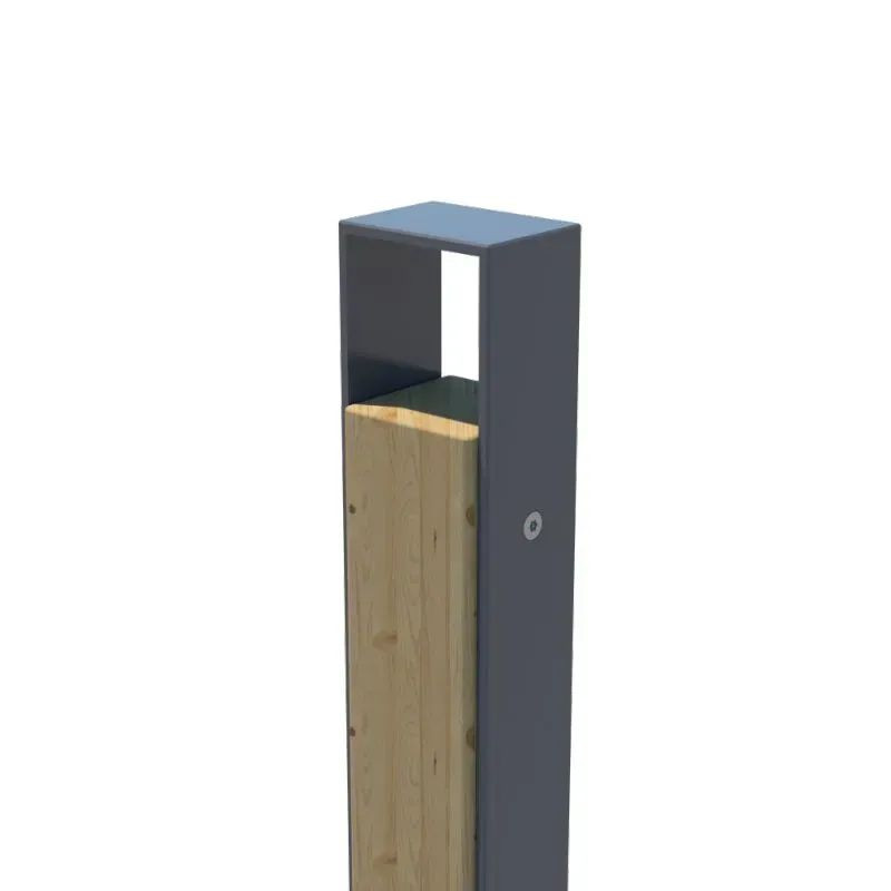 Potelet de ville Rustik en pin traité et acier peint