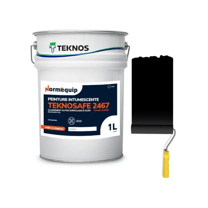 Peinture intumescente bois M1 - Noir - Teknos Teknosafe 2467
