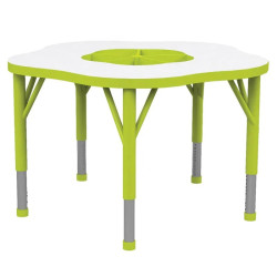 Table fleur Juk en mélaminé blanc et vert pomme