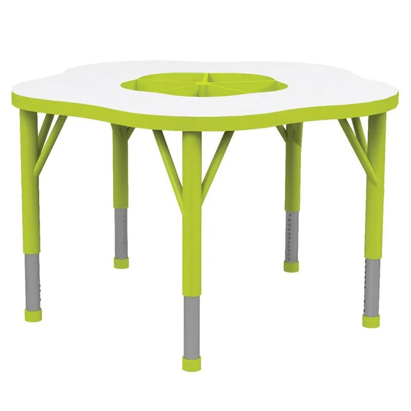 Table fleur Juk en mélaminé blanc et vert pomme