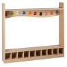 Banc avec 10 casiers mélamines et 10 patères multicolores