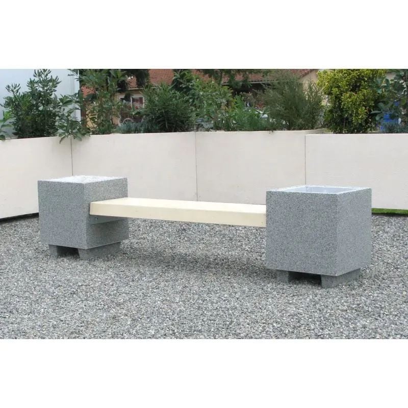 Banc béton avec jardinières - Acajou