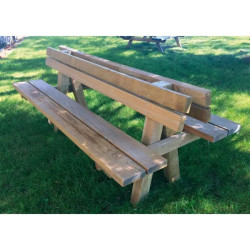 Banc public double Pinède en bois de pin traité autoclave classe 4