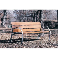 Banc NeoBarcino - Pieds en fonte et lattes en bois tropical