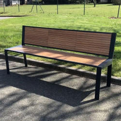 Banc de ville en compact stratifié Teck + acier - Cahors