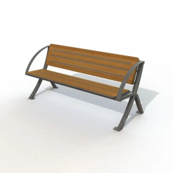 Banc public avec accoudoirs en compact stratifié Teck - Bergerac