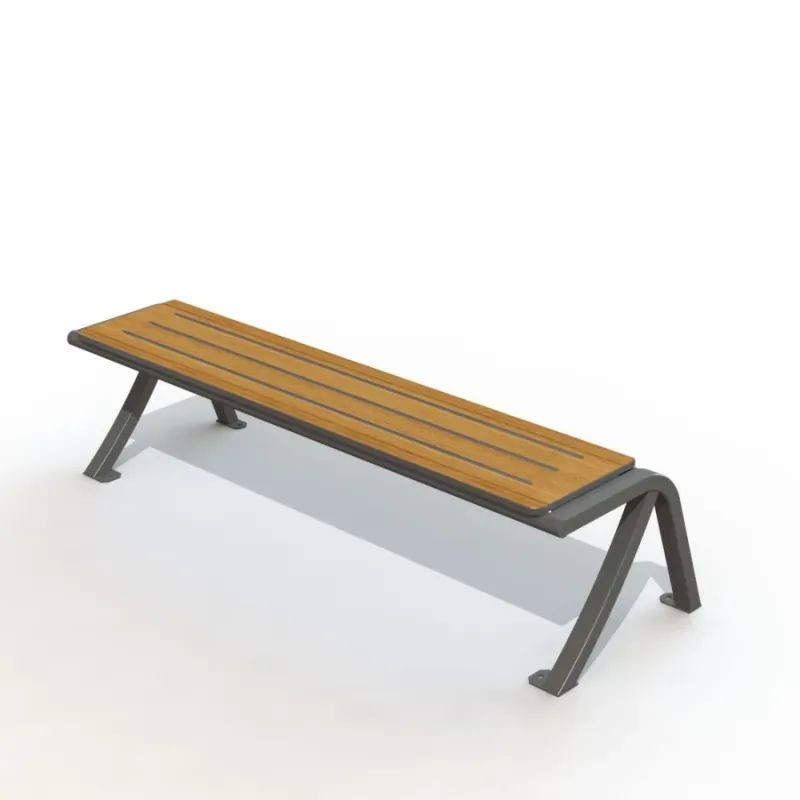 Banquette de ville en compact stratifié Teck et pied acier - Bergerac