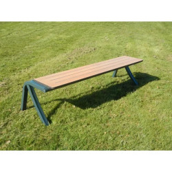 Banquette de ville en compact stratifié Teck et pied acier - Bergerac