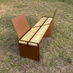 Banc face à face en bois et métal Sigma avec ou sans dossier