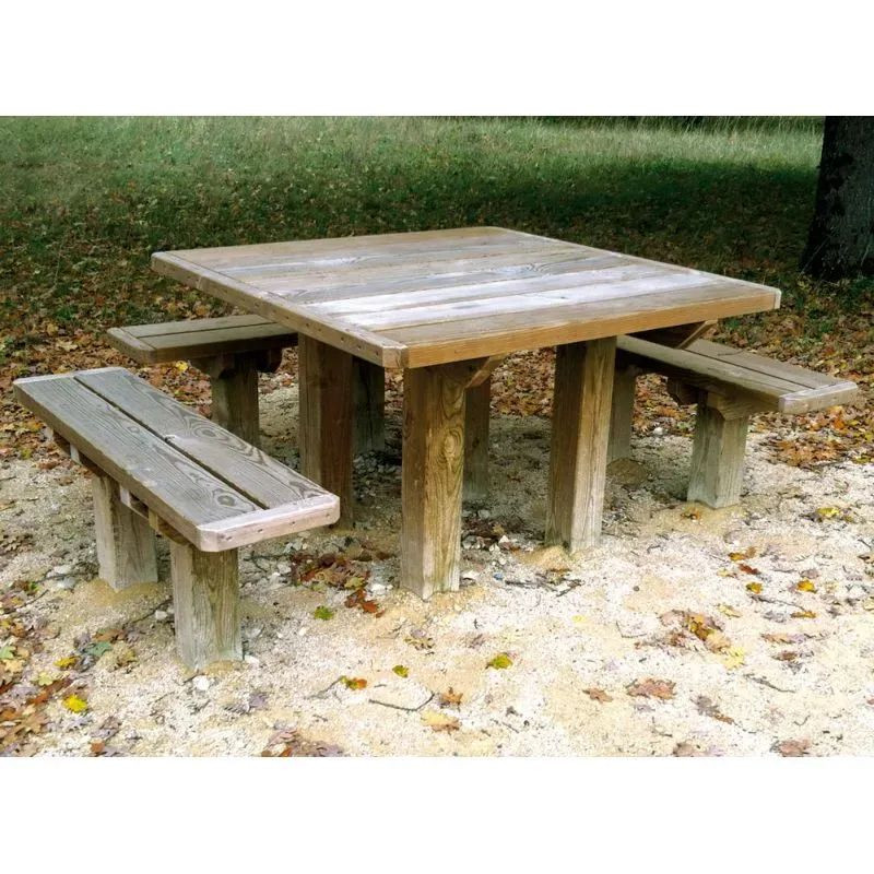 Table pique nique carré en bois de pin Access