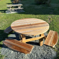 Table de pique-nique ronde en bois 8 personnes