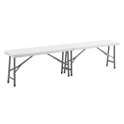 Pack 2 bancs renforcés pliants en PEHD 183 cm - Double pied central