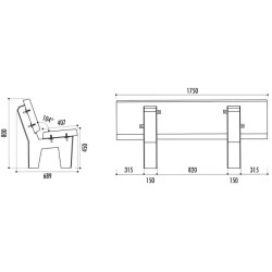 Banc public en béton armé Arès - Bords biseautés