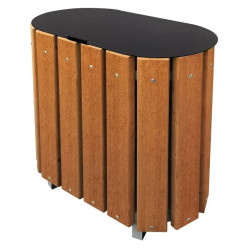 Poubelle de ville ronde en bois exotique double flux Vigo