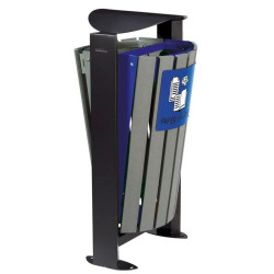 Poubelle de tri 2 flux sur pieds avec façade métal ou recyclé - Arkea