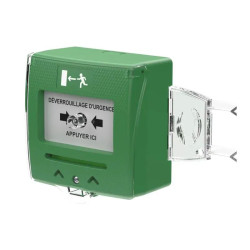 Déclencheur manuel vert 1 contact avec capot - Sewosy SHOKV1