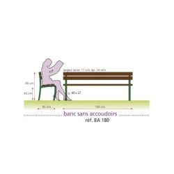 Banc Serem Confidence pieds acier lames bois avec ou sans accoudoirs