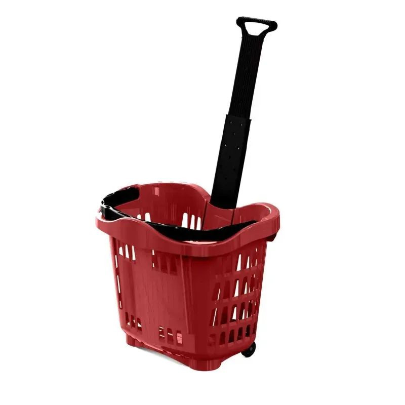 Panier magasin 43 L avec roulettes et poignée téléscopique