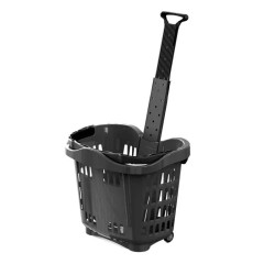 Panier libre service 43 L avec poignée telescopique et roulettes
