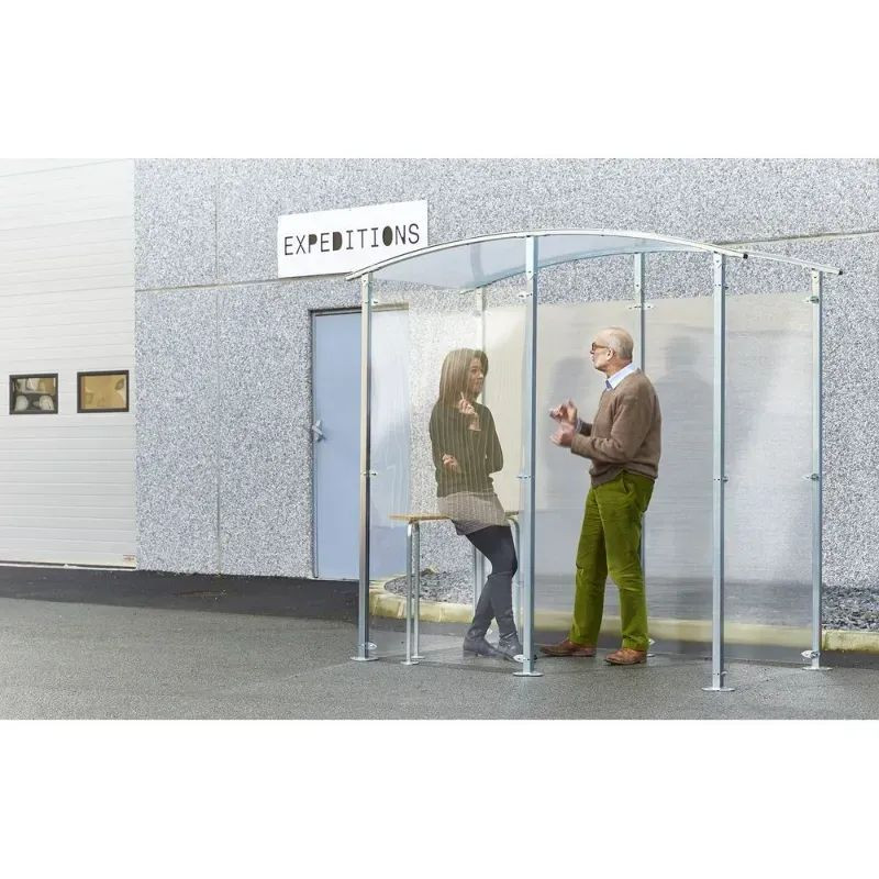 Abri fumeur isolé - Pieds métal zingué