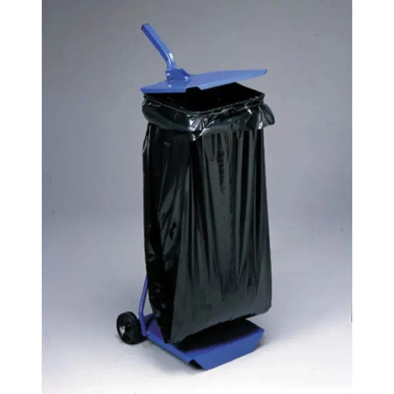 Support sac poubelle 110l sur roulettes + couvercle