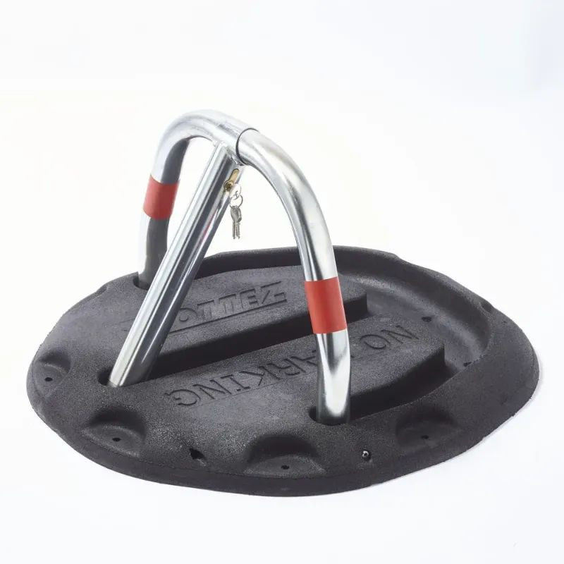 Arceau de parking rabattable su socle en caoutchouc autoportant