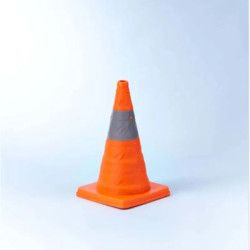 Cône rétractable de signalisation avec bande réfléchissante