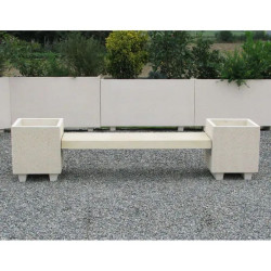 Banc béton avec jardinières - Acajou
