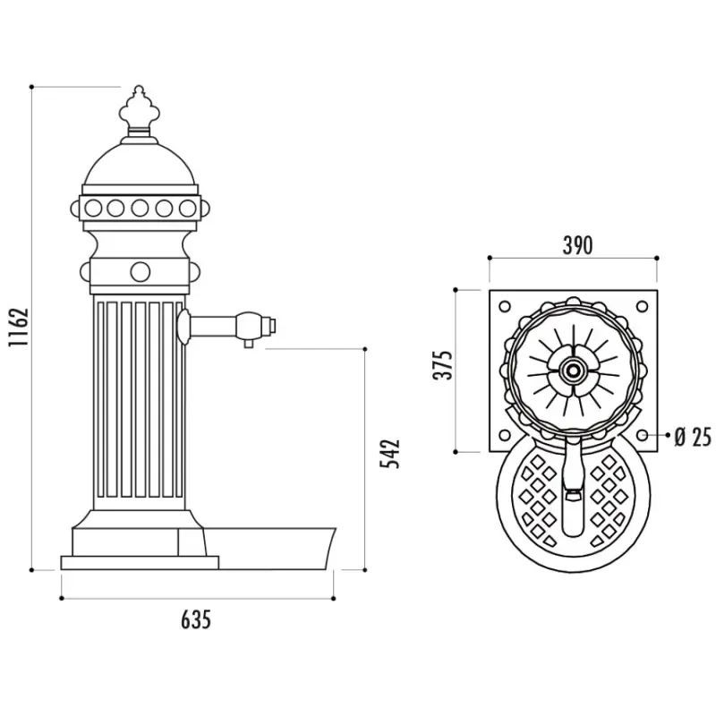 Fontaine Fabregas Barcino Romantica en fonte et robinet en laiton