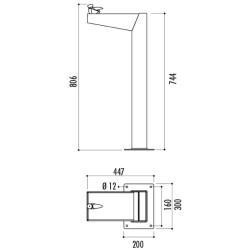 Fontaine PMR Miniminus structure acier et vasque inox