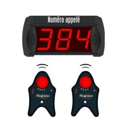 Kit gestion file d'attente sans fil 3 chiffres 2 télécommandes