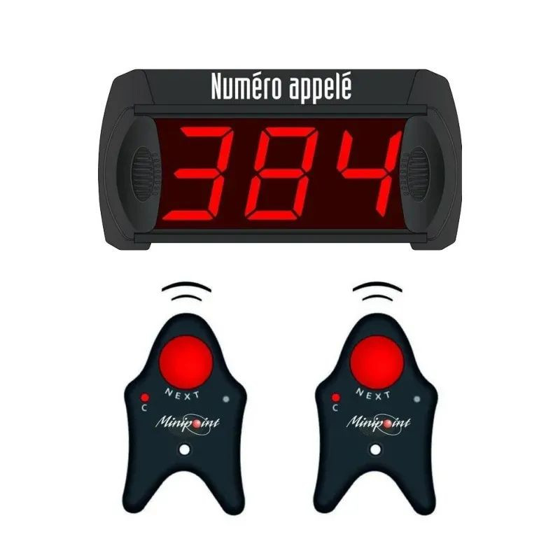Kit gestion file d'attente sans fil 3 chiffres 2 télécommandes
