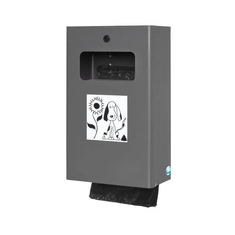 Distributeur mural hygiène canine avec corbeille intégrée - 200 sacs