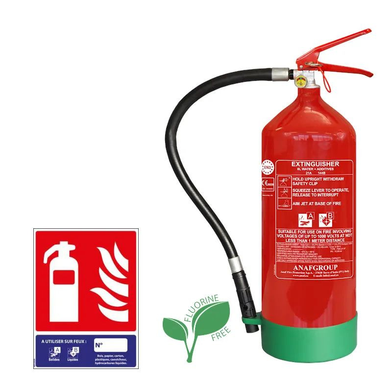 Pack extincteur eau 6L sans fluor classe AB + panneau extincteur AB