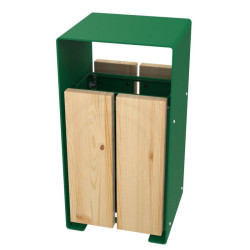 Poubelle structure acier et 4 lattes en pin Taulo