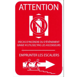 Panneau en cas d'incendie ne pas utiliser les ascenseurs