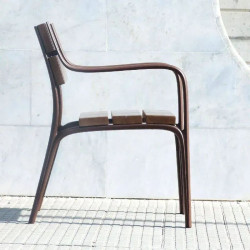 Chaise Benito Citizen UM301S en métal et lattes en bois exotique