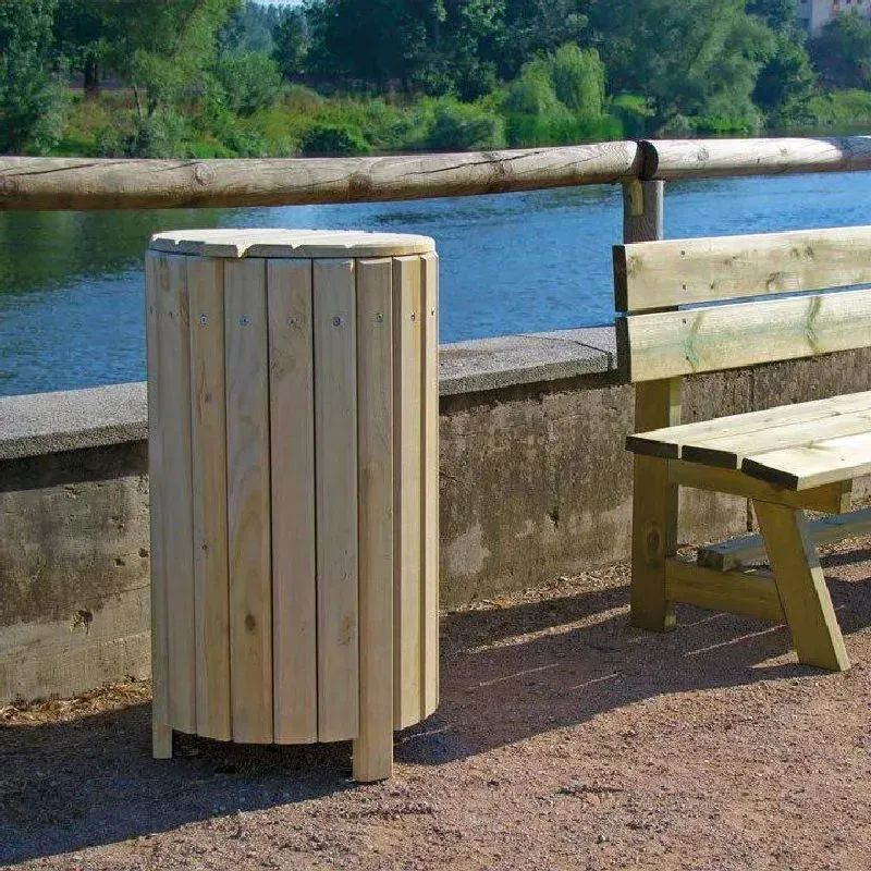 Corbeille bois ronde d'extérieur Rustica - Benito PA639T