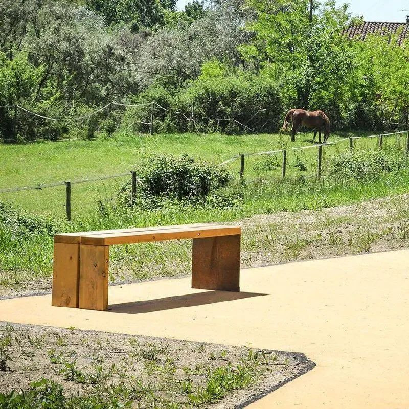 Banquette Benito Gavarres UM311 en Corten et bois