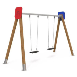 Balançoire bois et métal - Benito Madera 2 assises classiques