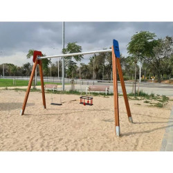 Balançoire bois et métal - Madera 1 berceau + 1 assise classique