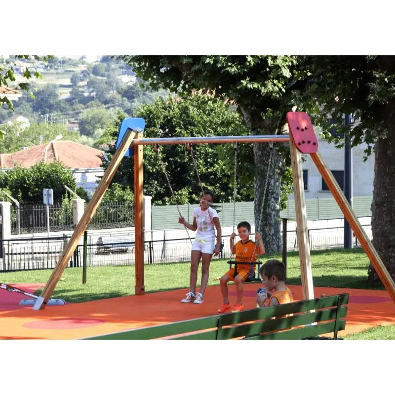 Balançoire bois et métal - Benito Madera 2 assises classiques