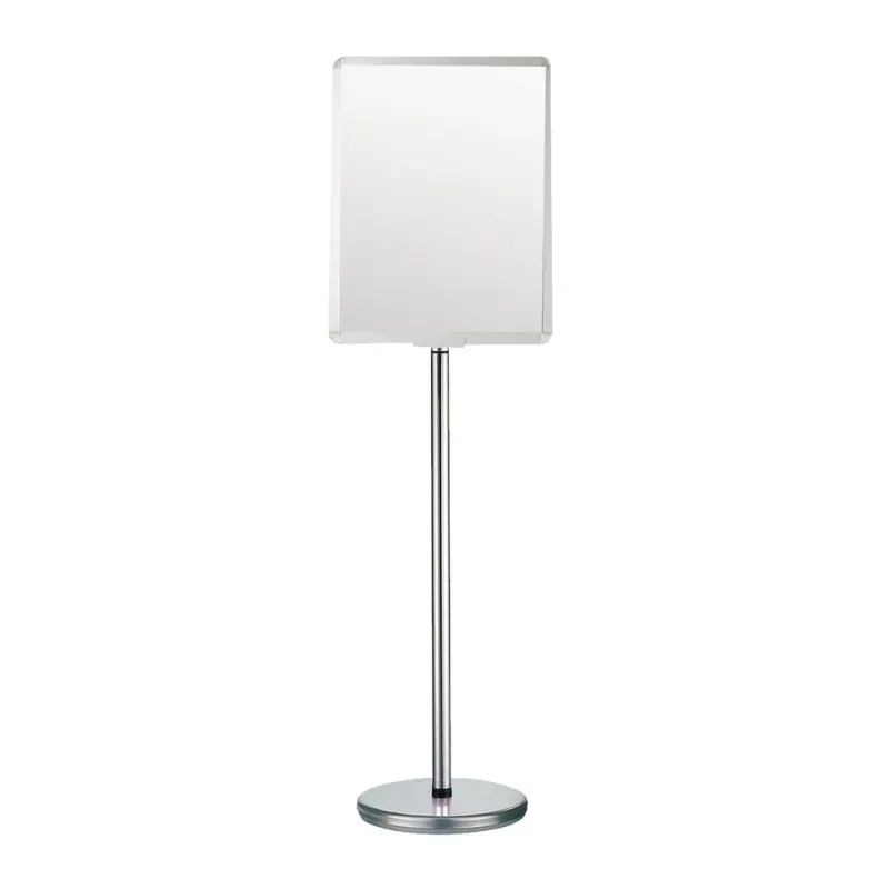 Poteau d'info télescopique chromé + panneau vertical ou horizontal