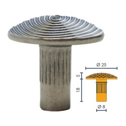 Clou podotactile - Tête lisse, stiée, diamant - Inox / Alu