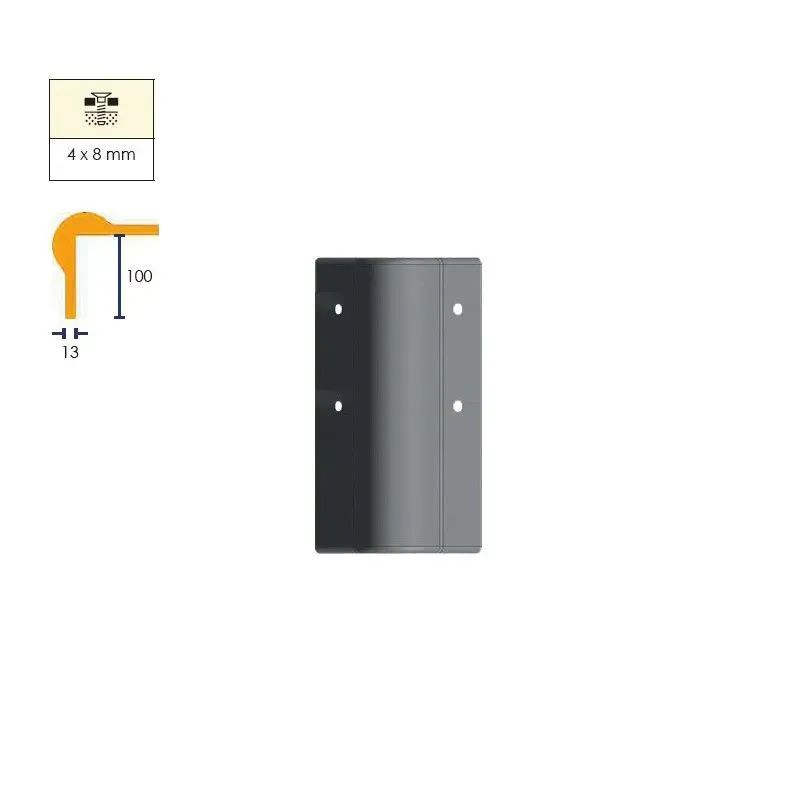 Protection d'angle caoutchouc arrondie avec amortisseur