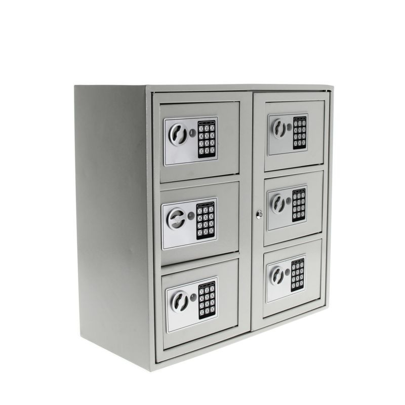 Rangement 6 cases à code pour téléphone et effets personnels