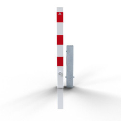 Poteau de dissuasion amovible carré 7x7 cm rouge et blanc