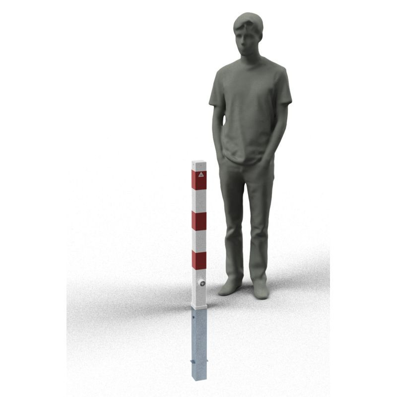 Poteau rouge et blanc amovible carré 7x7 cm - Schake