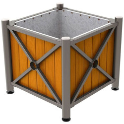 Jardinière de ville Procity acier et bois Province Inox brossé