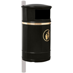 Poubelle de ville 40 litres sur poteau avec pictogramme